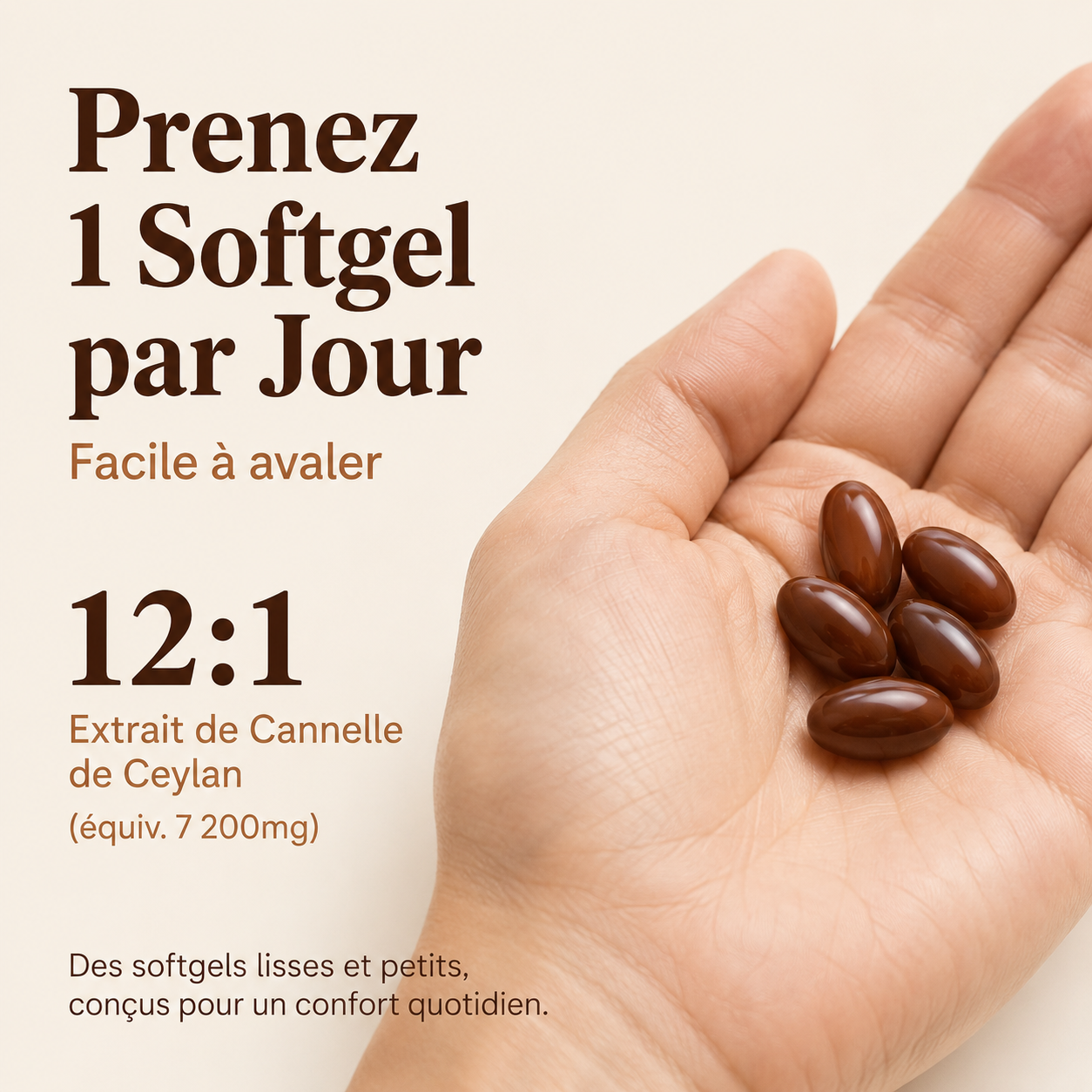 Cannelle de Ceylan – équivalent à 7200 mg – avec huile MCT